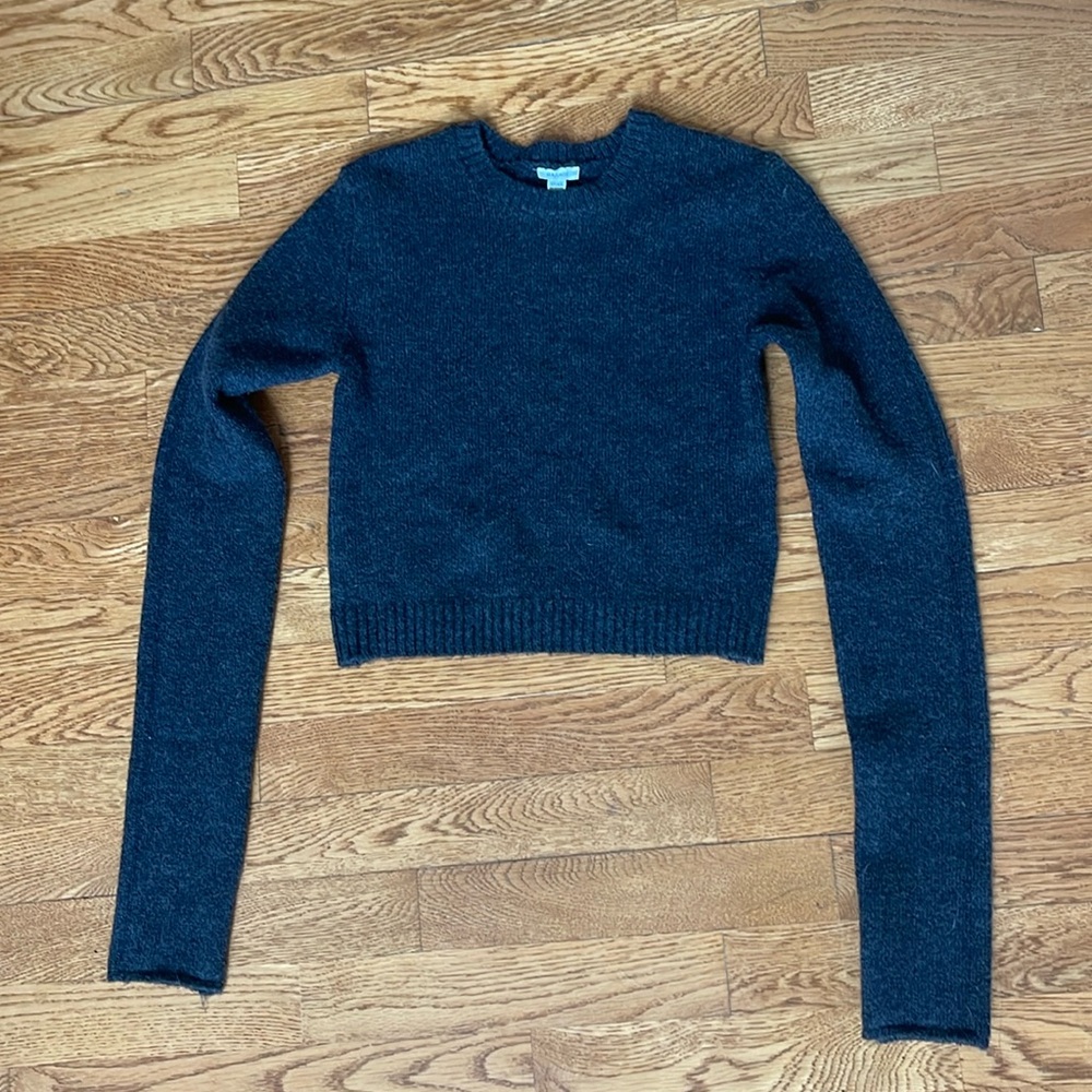 Garage cropped bodycon sweater in dark grey